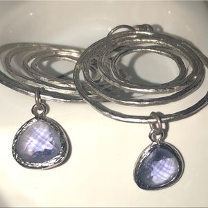 Purplish blue silver swirly earrings
